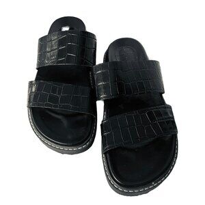 Zara Women's Chunky Platform Sandals US 9 Black Crocodile Straps Slides Normcore